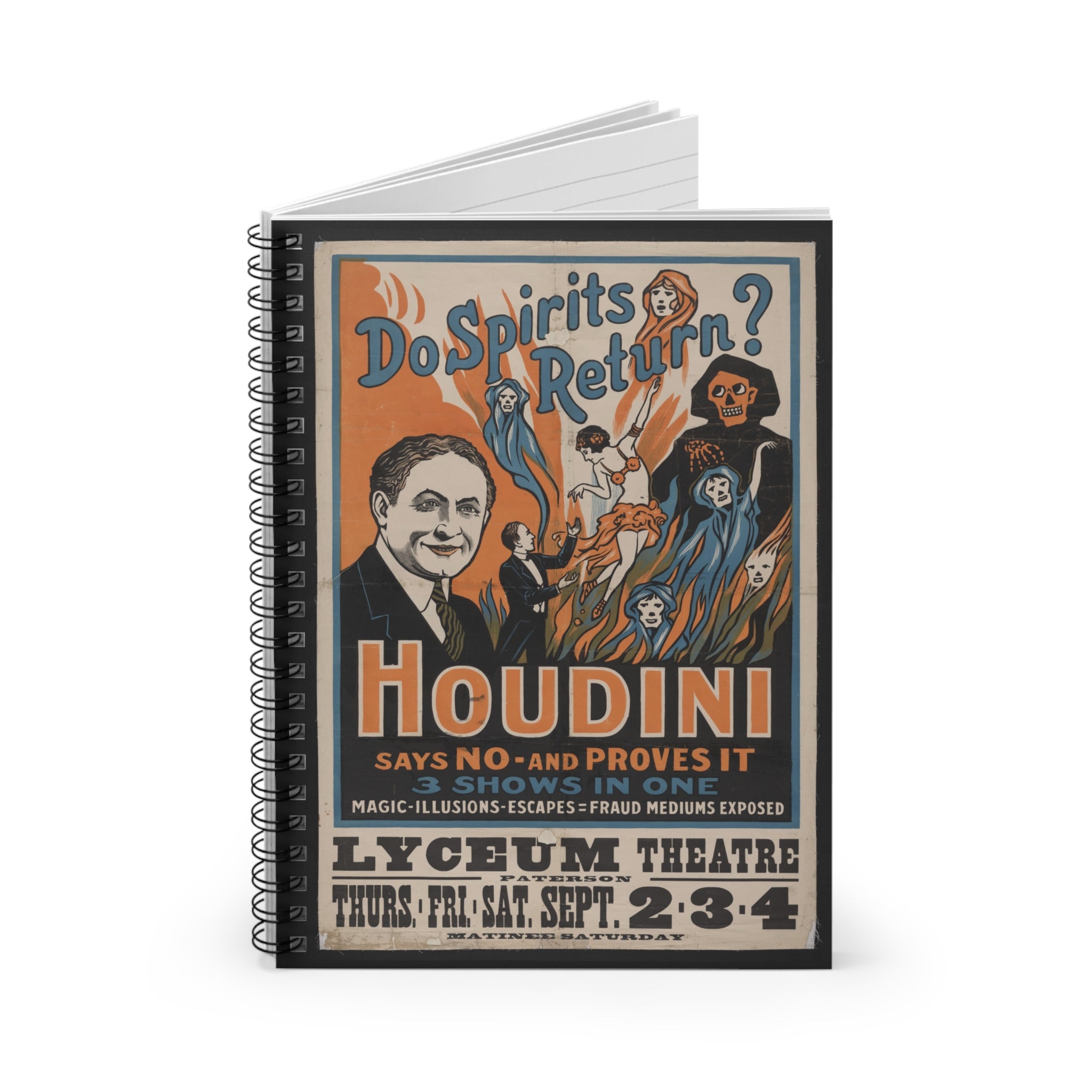 Harry Houdini "Do Spirits Return?" vintage spiral notebook
