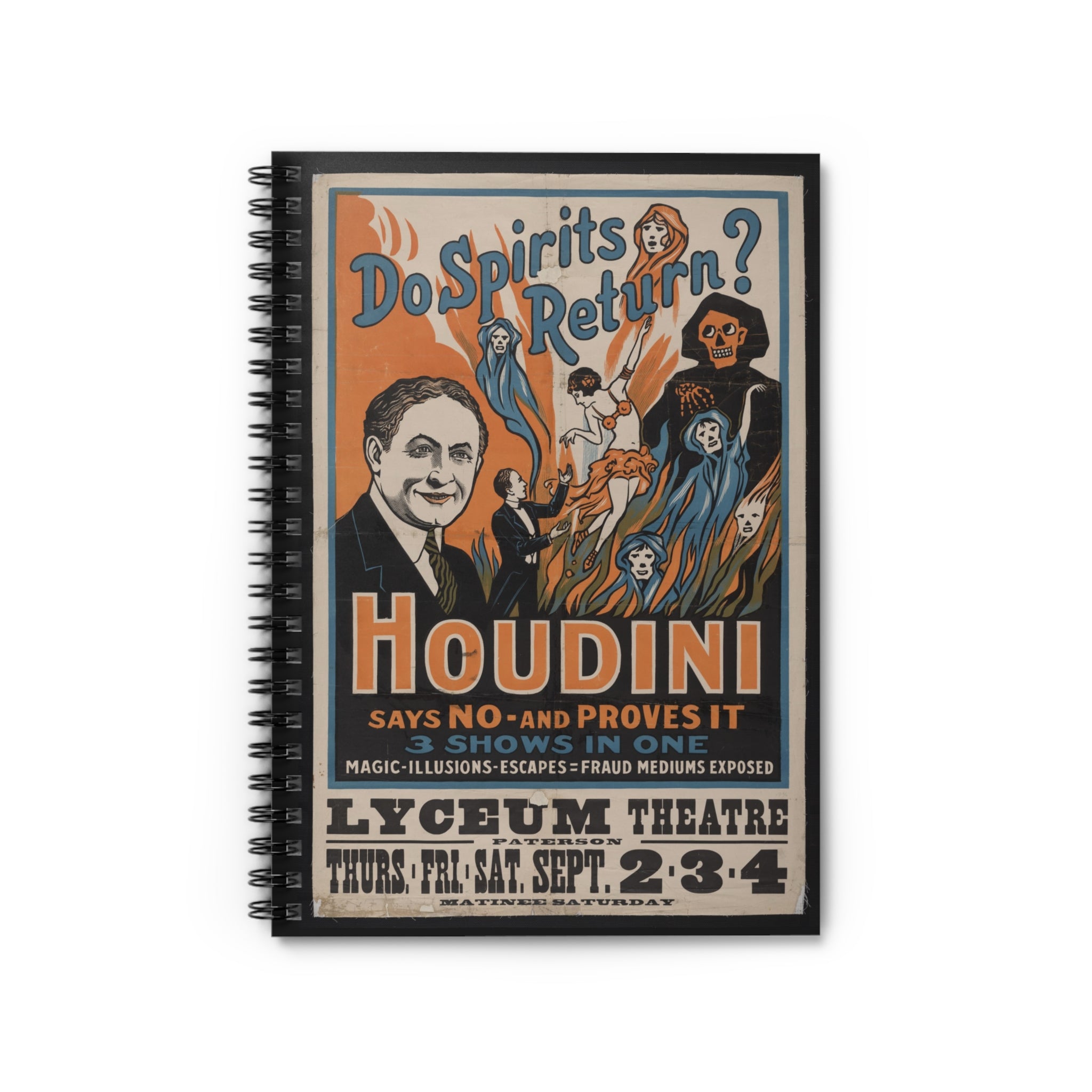 Harry Houdini "Do Spirits Return?" vintage spiral notebook