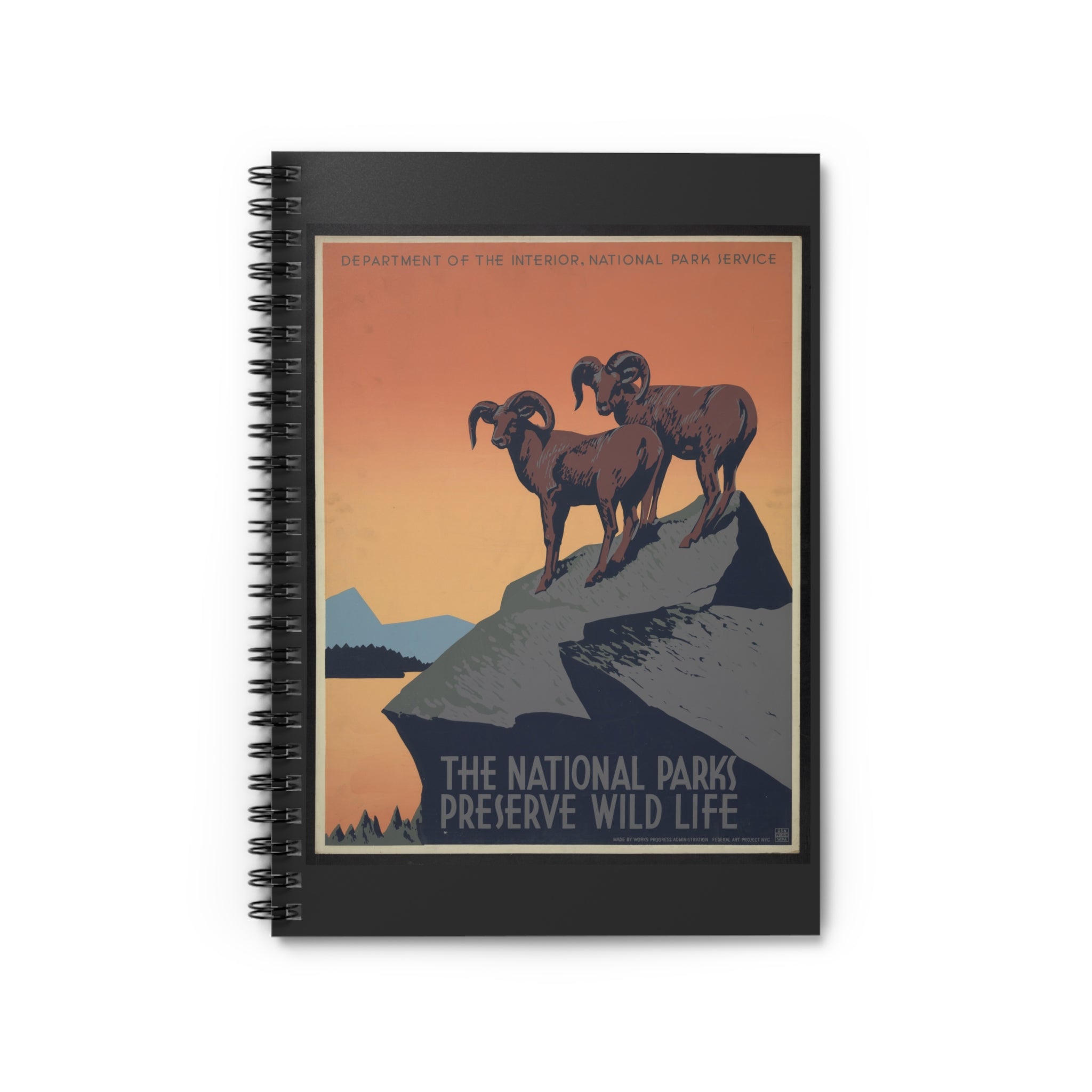"The national parks preserve wildlife" vintage spiral notebook